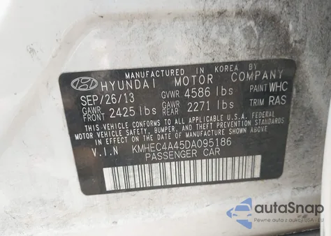2013 Hyundai Sonata Hybrid Limited z USA, uszkodzony, nr VIN KMHEC4A45DA095186